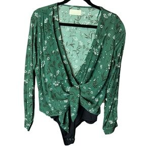 NWT Capulet Green Floral Bodysuit - Small